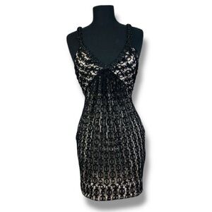 Arden B Black Lace Overlay Dress T Back S